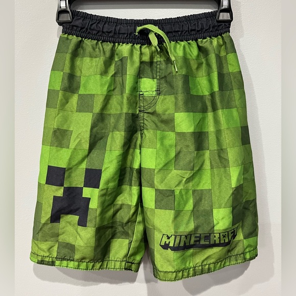 MINECRAFT Green Creeper Board Short Swim Trunks - Picture 1 of 6